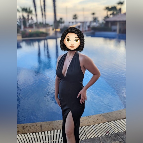 Bridesmaid dress - black satin - Picture 5 of 5